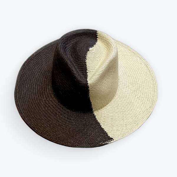 TWO-TONE STRAW HAT - large brim hard hat, large brim ladies hat, merino wool hat, rancher hat, wool cowboy hat, wide brim wool fedora, panama straw hats - The Hip Hat