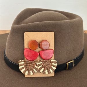 MOSAIC EARRINGS | BOHEMIAN DANGLE TAGUA NUT AND TOQUILLA STRAW EARRINGS The Hip Hat