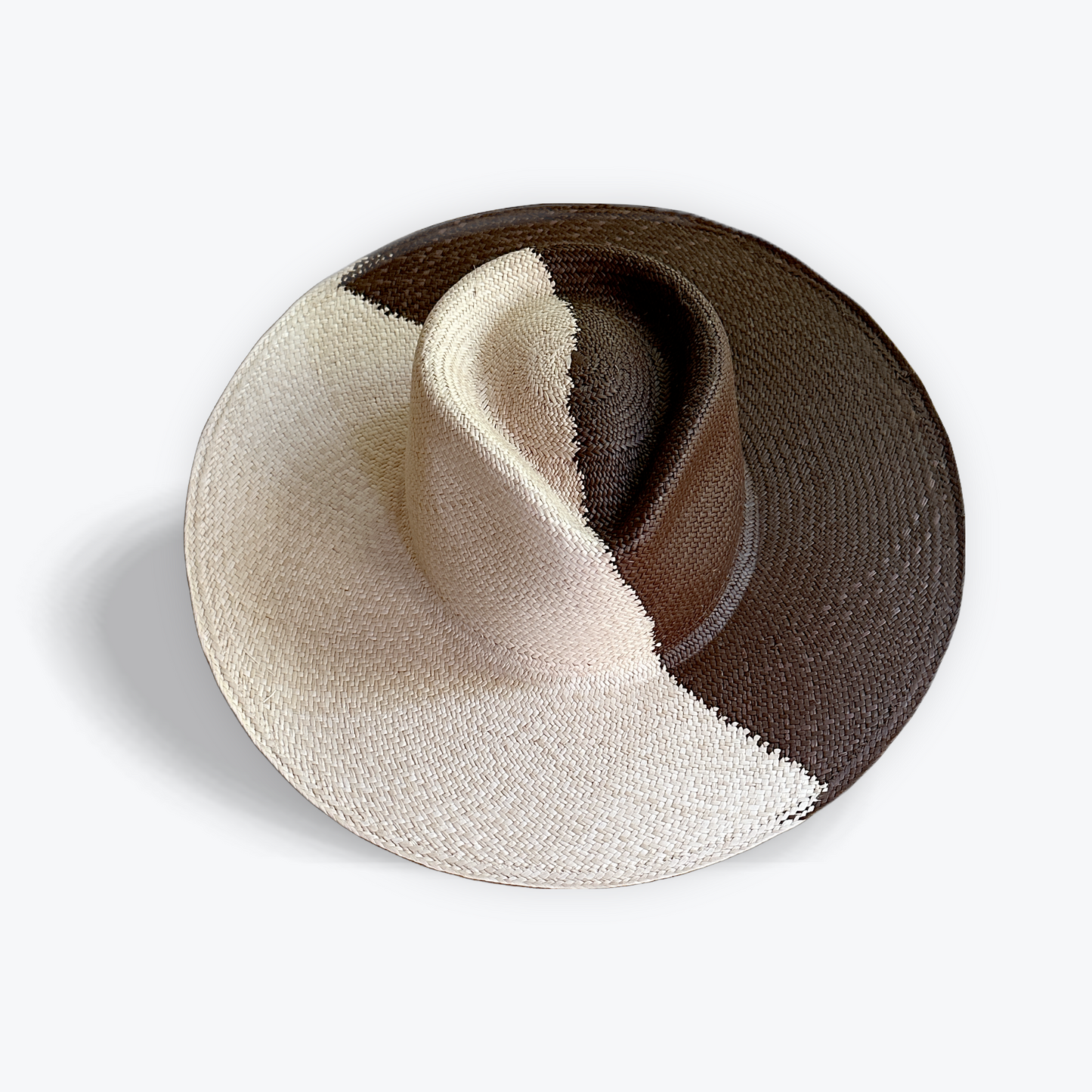 TWO-TONE STRAW HAT - large brim hard hat, large brim ladies hat, merino wool hat, rancher hat, wool cowboy hat, wide brim wool fedora, panama straw hats - The Hip Hat