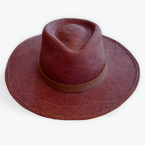 BURGUNDY LARGE BRIM TOQUILLA STRAW HAT The Hip Hat