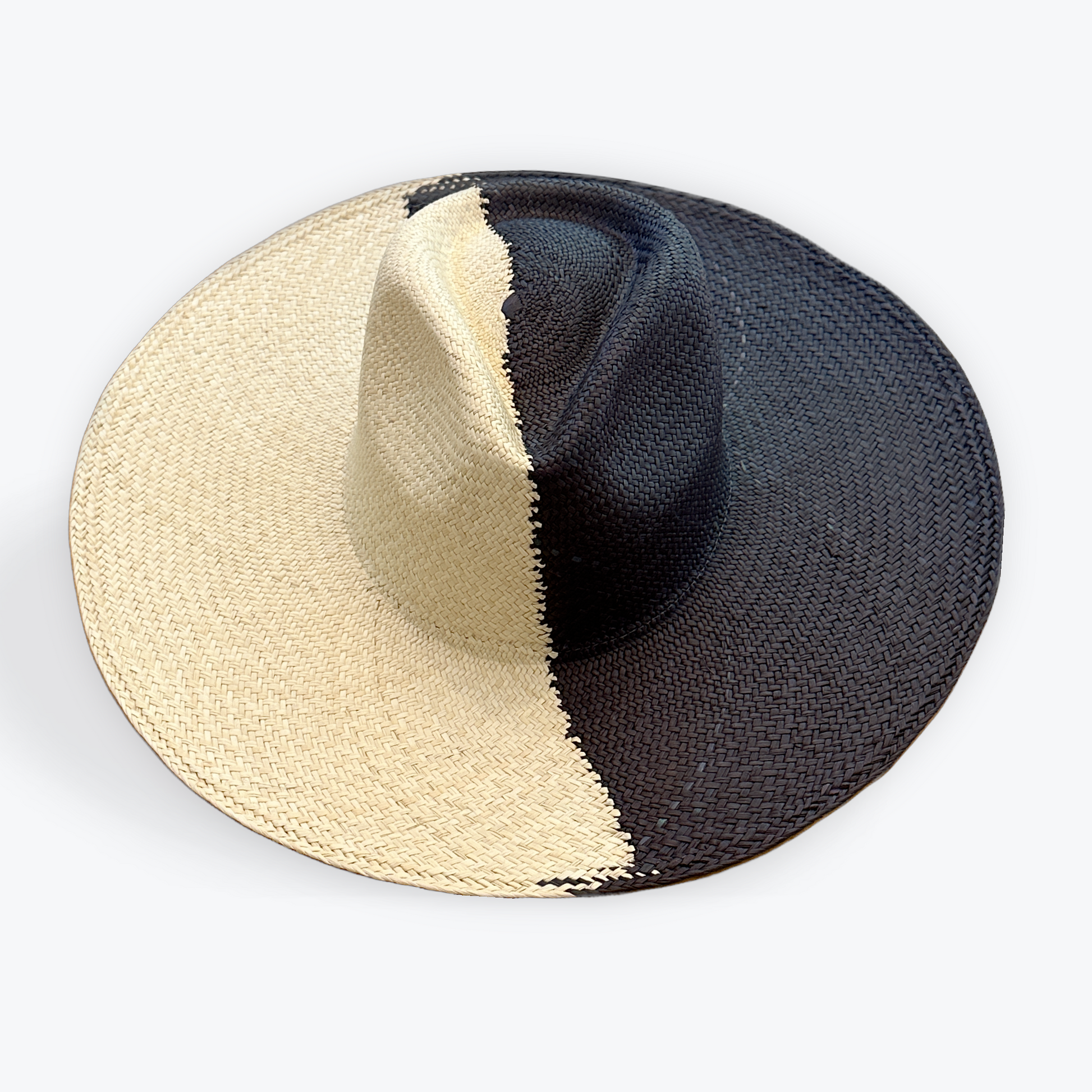 TWO-TONE STRAW HAT - large brim hard hat, large brim ladies hat, merino wool hat, rancher hat, wool cowboy hat, wide brim wool fedora, panama straw hats - The Hip Hat