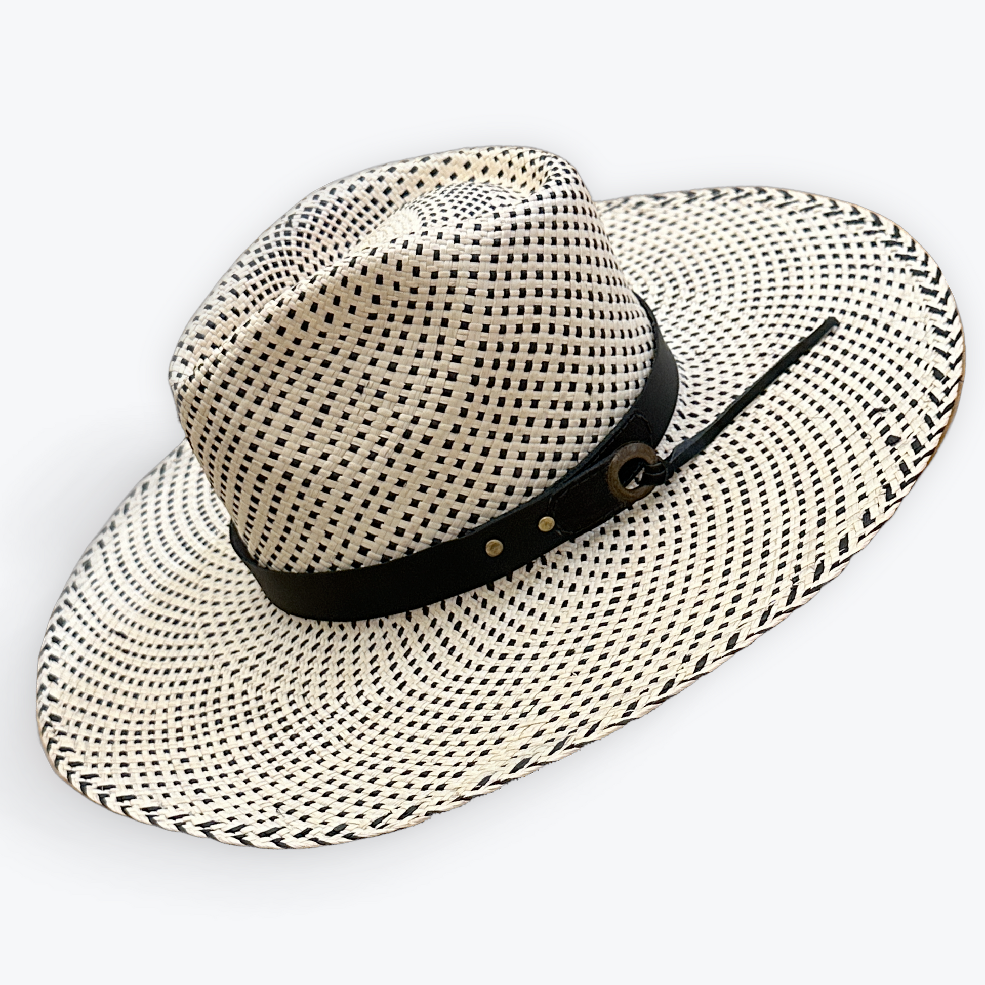 POLKA-DOT STRAW HAT - large brim hard hat, large brim ladies hat, merino wool hat, rancher hat, wool cowboy hat, wide brim wool fedora, panama straw hats - The Hip Hat