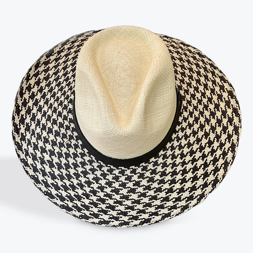 HOUNDSTOOTH LARGE BRIM TOQUILLA STRAW HAT The Hip Hat