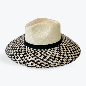 HOUNDSTOOTH LARGE BRIM TOQUILLA STRAW HAT The Hip Hat