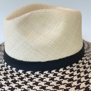 HOUNDSTOOTH LARGE BRIM TOQUILLA STRAW HAT The Hip Hat