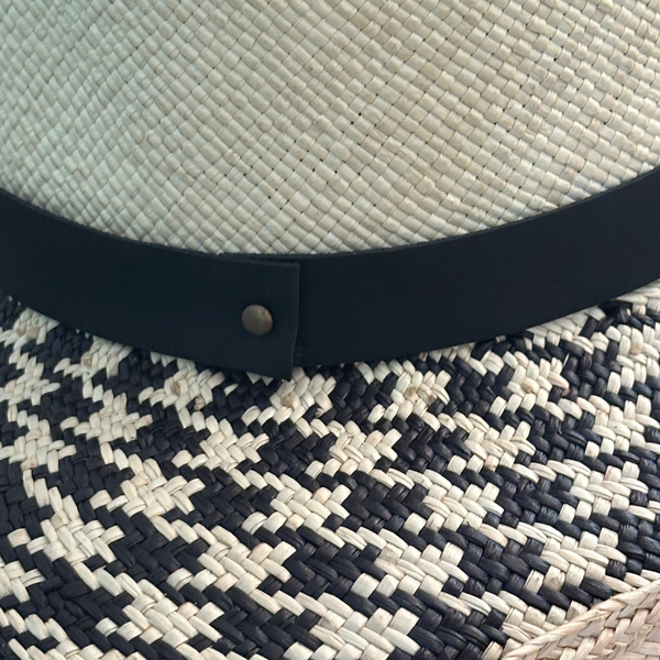 HOUNDSTOOTH LARGE BRIM TOQUILLA STRAW HAT The Hip Hat