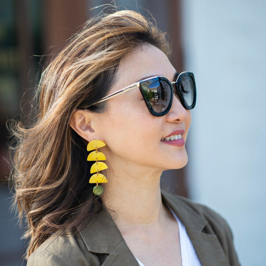 HALF MOON DROP EARRINGS CRAFTED WITH TAGUA NUT - large brim hard hat, large brim ladies hat, merino wool hat, rancher hat, wool cowboy hat, wide brim wool fedora, panama straw hats - The Hip Hat