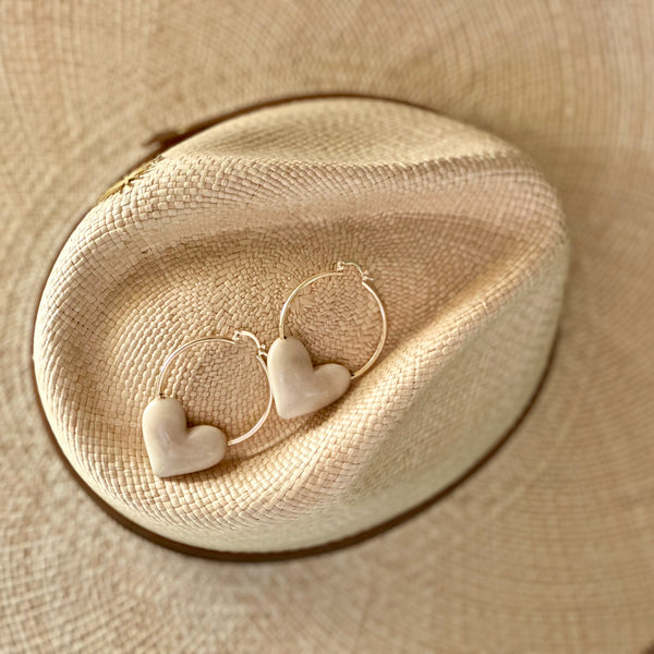 HEART CHARM HOOP EARRINGS The Hip Hat
