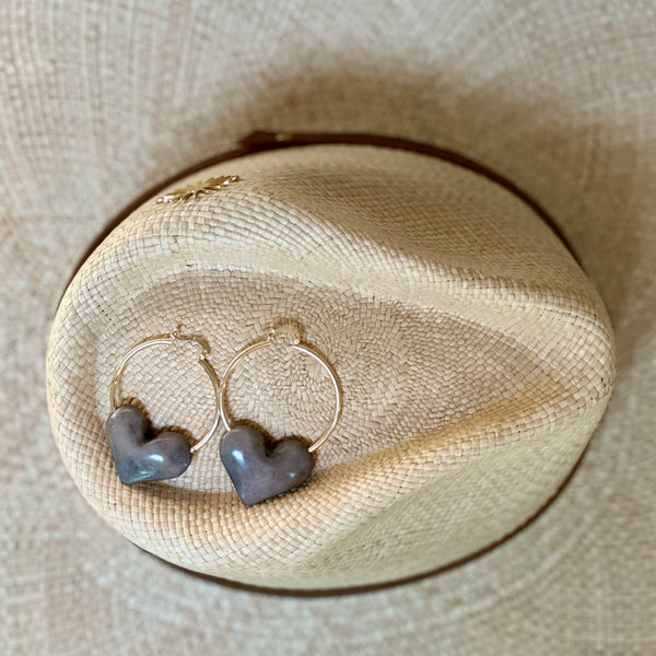 HEART CHARM HOOP EARRINGS The Hip Hat