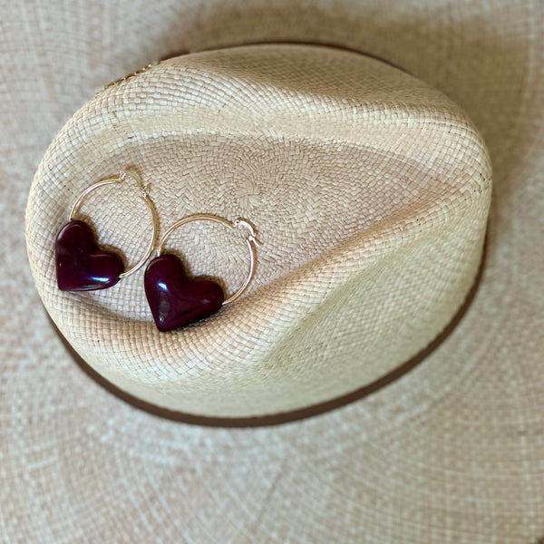 HEART CHARM HOOP EARRINGS The Hip Hat