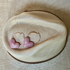 HEART CHARM HOOP EARRINGS