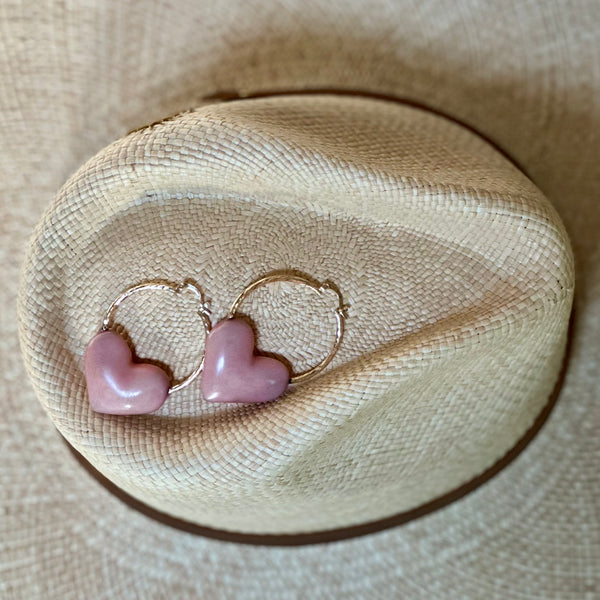 HEART CHARM HOOP EARRINGS