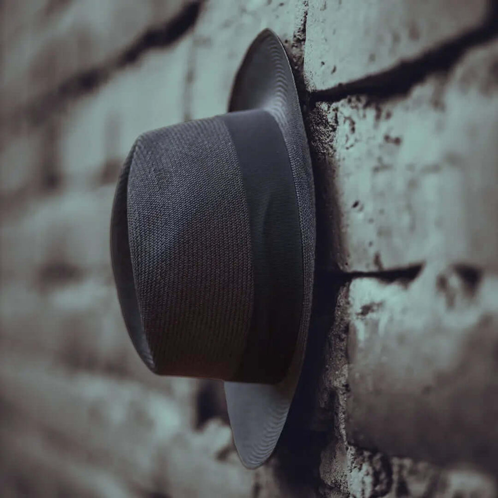 BLACK FEDORA STRAW HAT - large brim hard hat, large brim ladies hat, merino wool hat, rancher hat, wool cowboy hat, wide brim wool fedora, panama straw hats - The Hip Hat