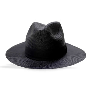 BLACK FEDORA STRAW HAT - large brim hard hat, large brim ladies hat, merino wool hat, rancher hat, wool cowboy hat, wide brim wool fedora, panama straw hats - The Hip Hat