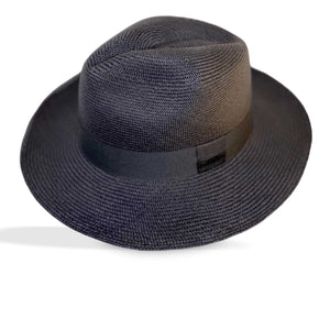 BLACK FEDORA STRAW HAT - large brim hard hat, large brim ladies hat, merino wool hat, rancher hat, wool cowboy hat, wide brim wool fedora, panama straw hats - The Hip Hat